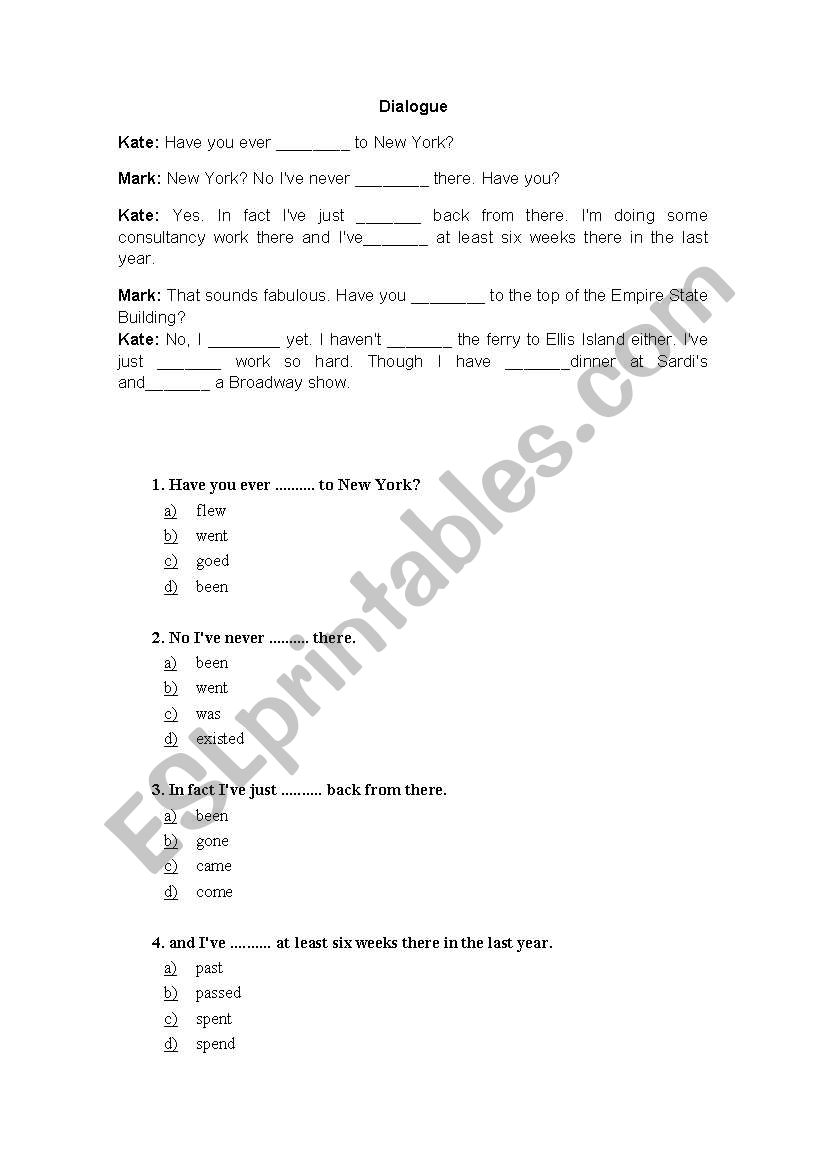 Dialogue worksheet