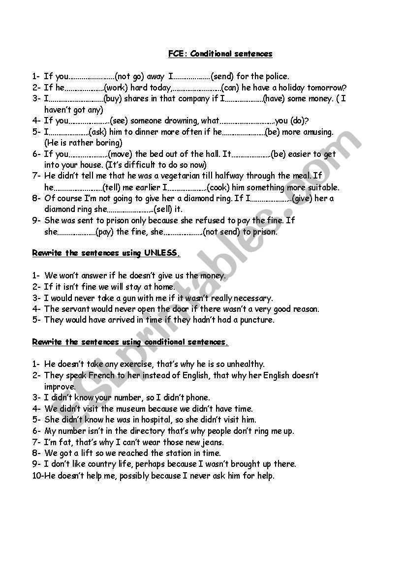 Conditionals worksheet