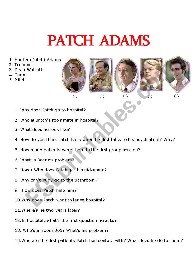 Patch Adams Video activity worksheet