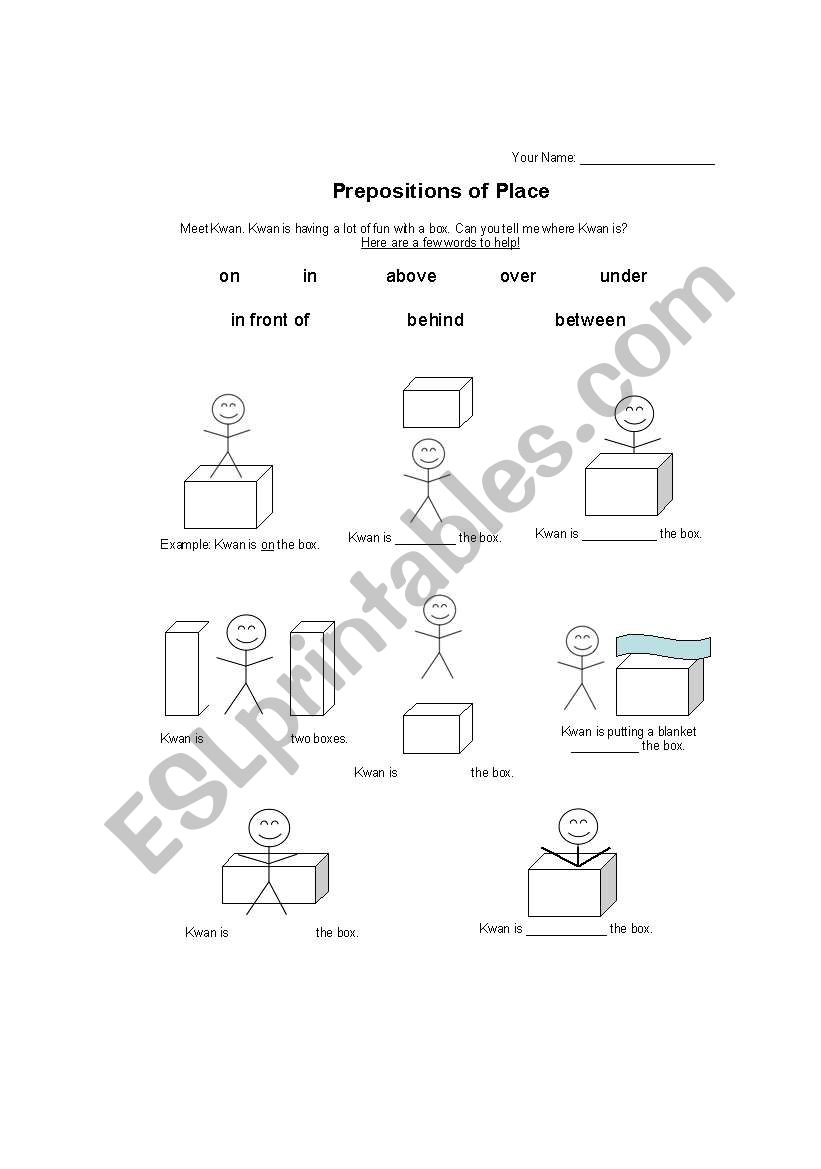 Prepositions of Place worksheet