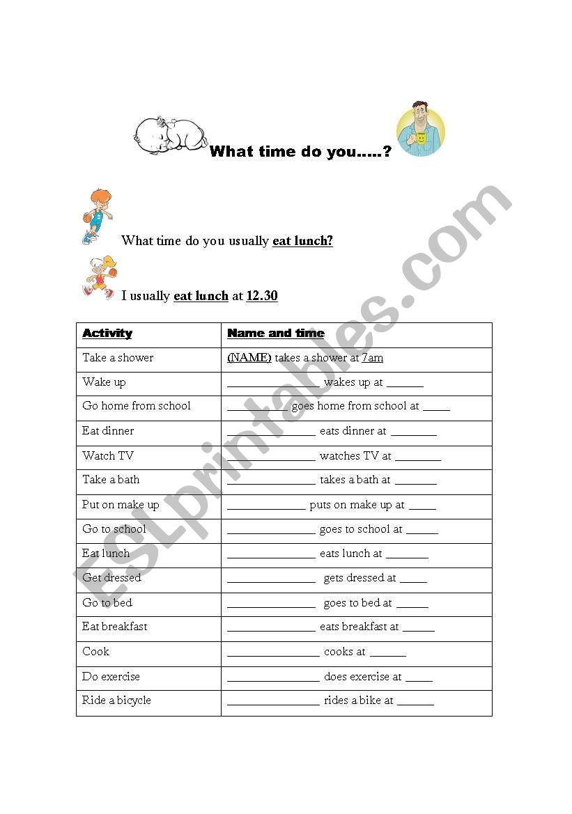 what time do you...? worksheet