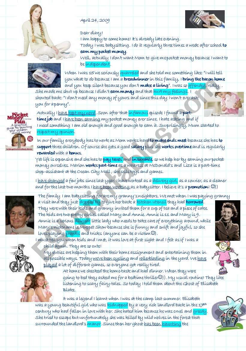 RachelÂ´s diary - Pocket money