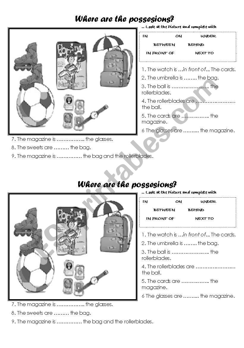Where are the possessions? worksheet
