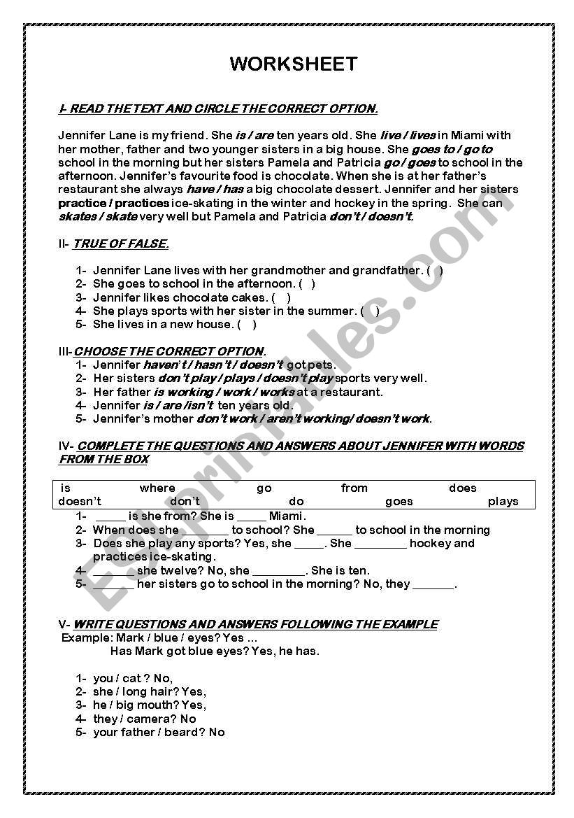 Grammar practice worksheet