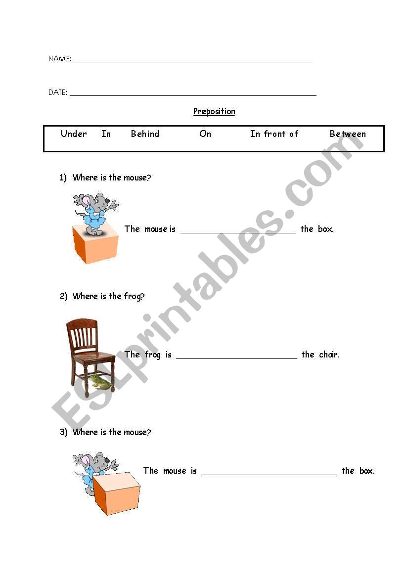 Simple Prepositions worksheet