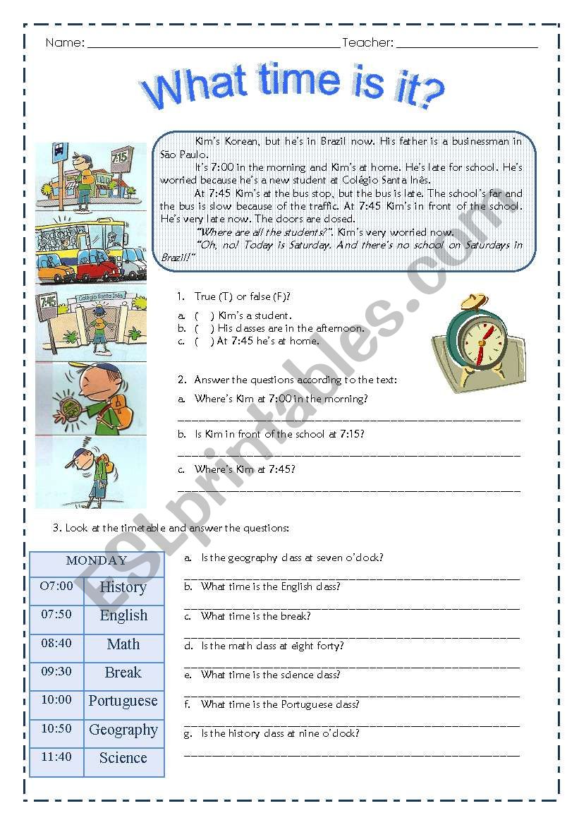 What time is it? worksheet