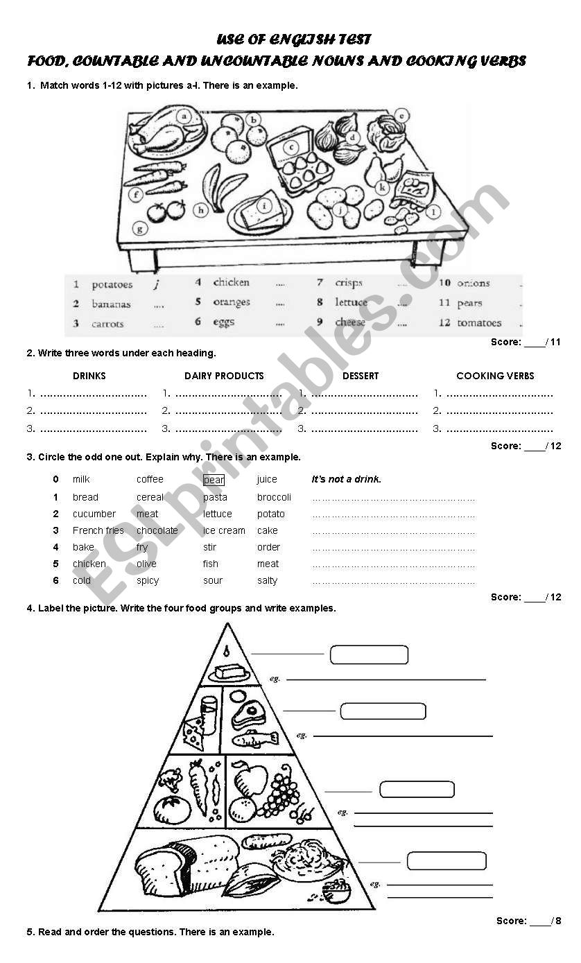 USE OF ENGLISH TEST worksheet