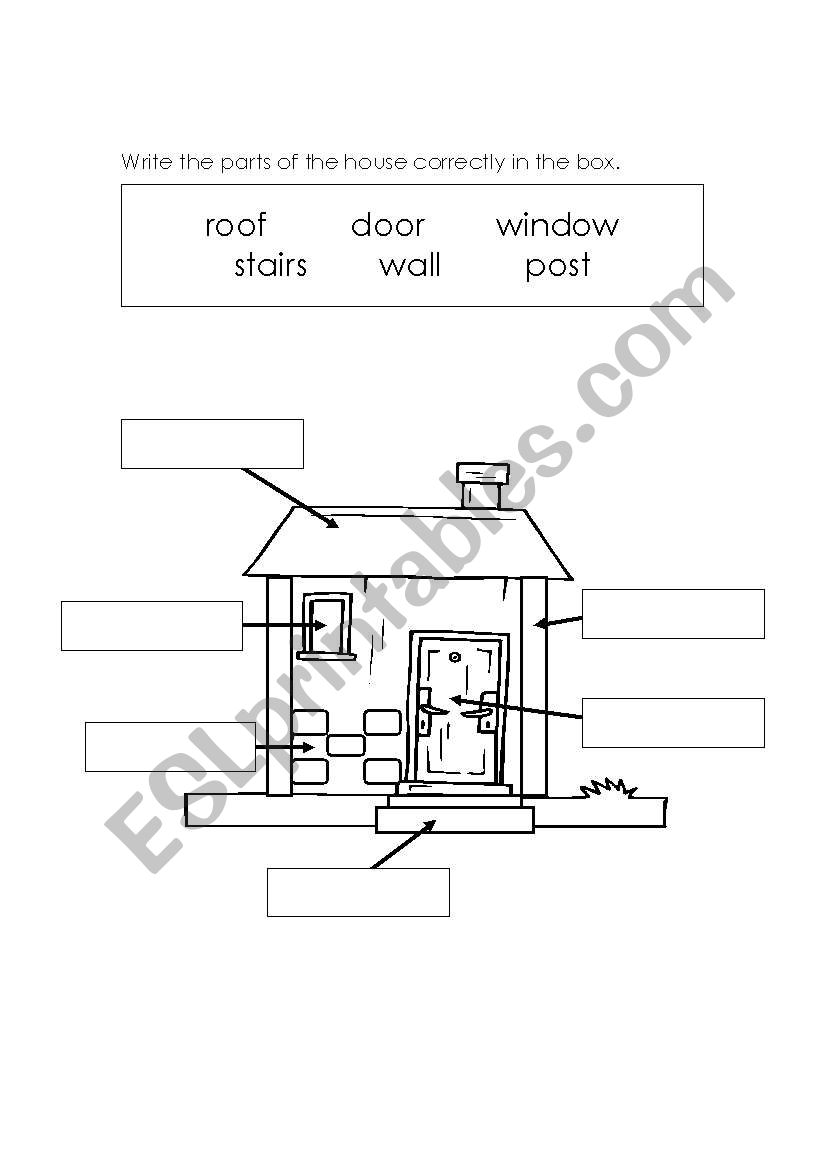 Name each part of the House worksheet