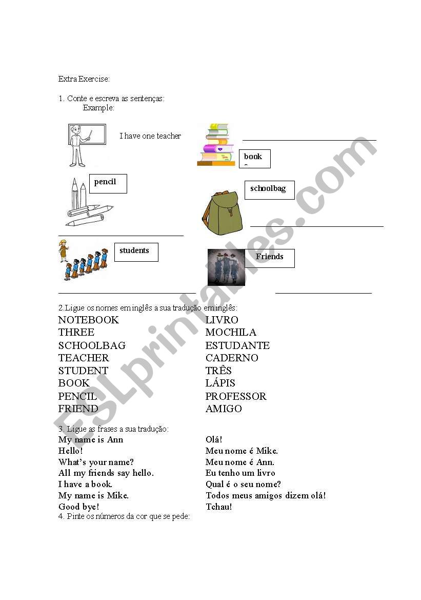 school material/ numbers worksheet