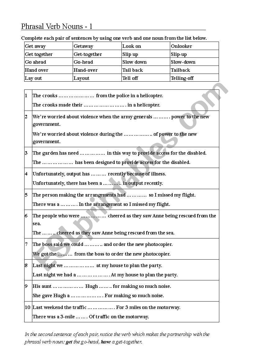 Phrasal Verbs_Nouns worksheet