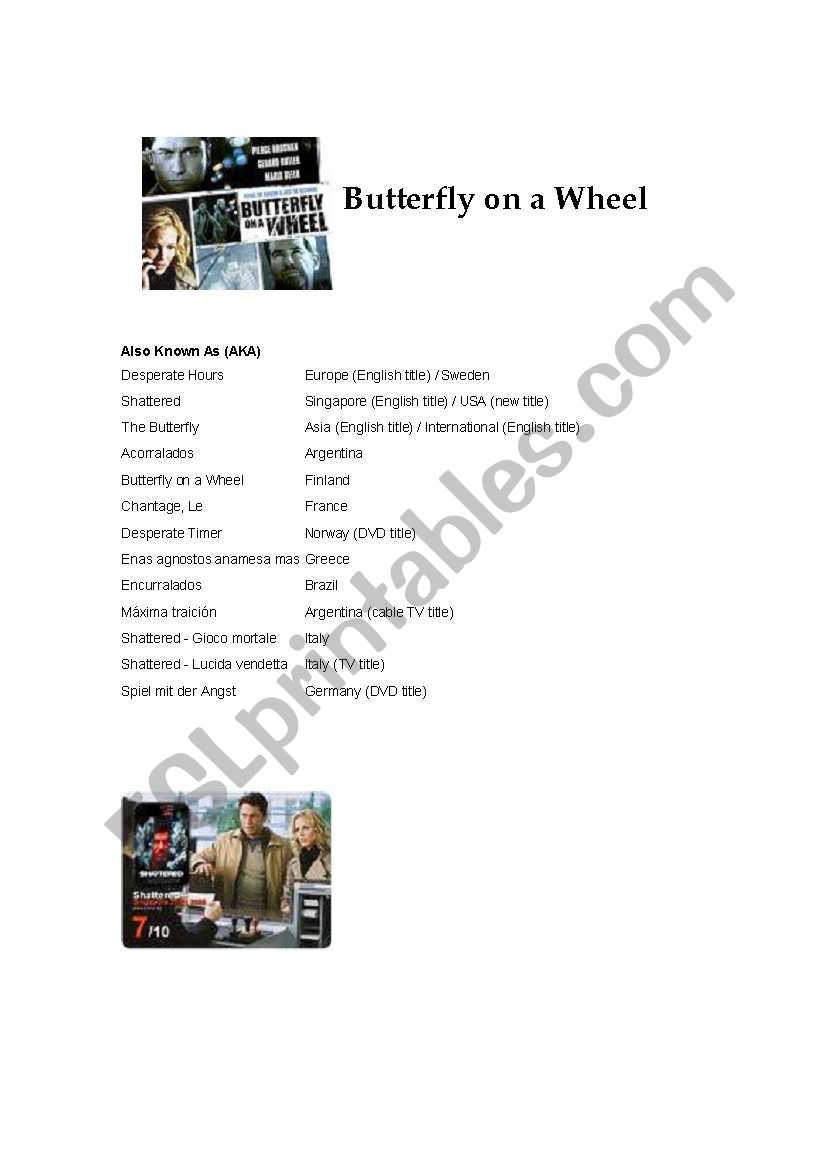 Buttterfly on a Wheel worksheet