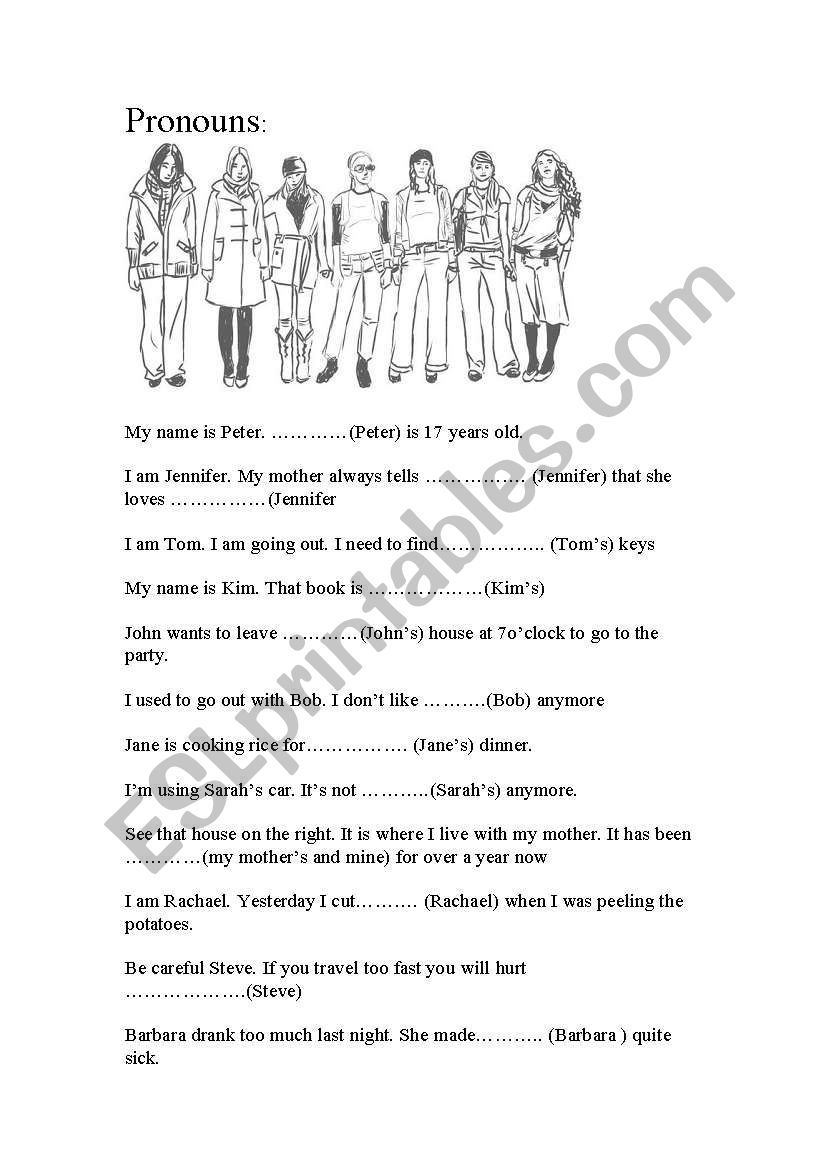 Pronoun bingo worksheet