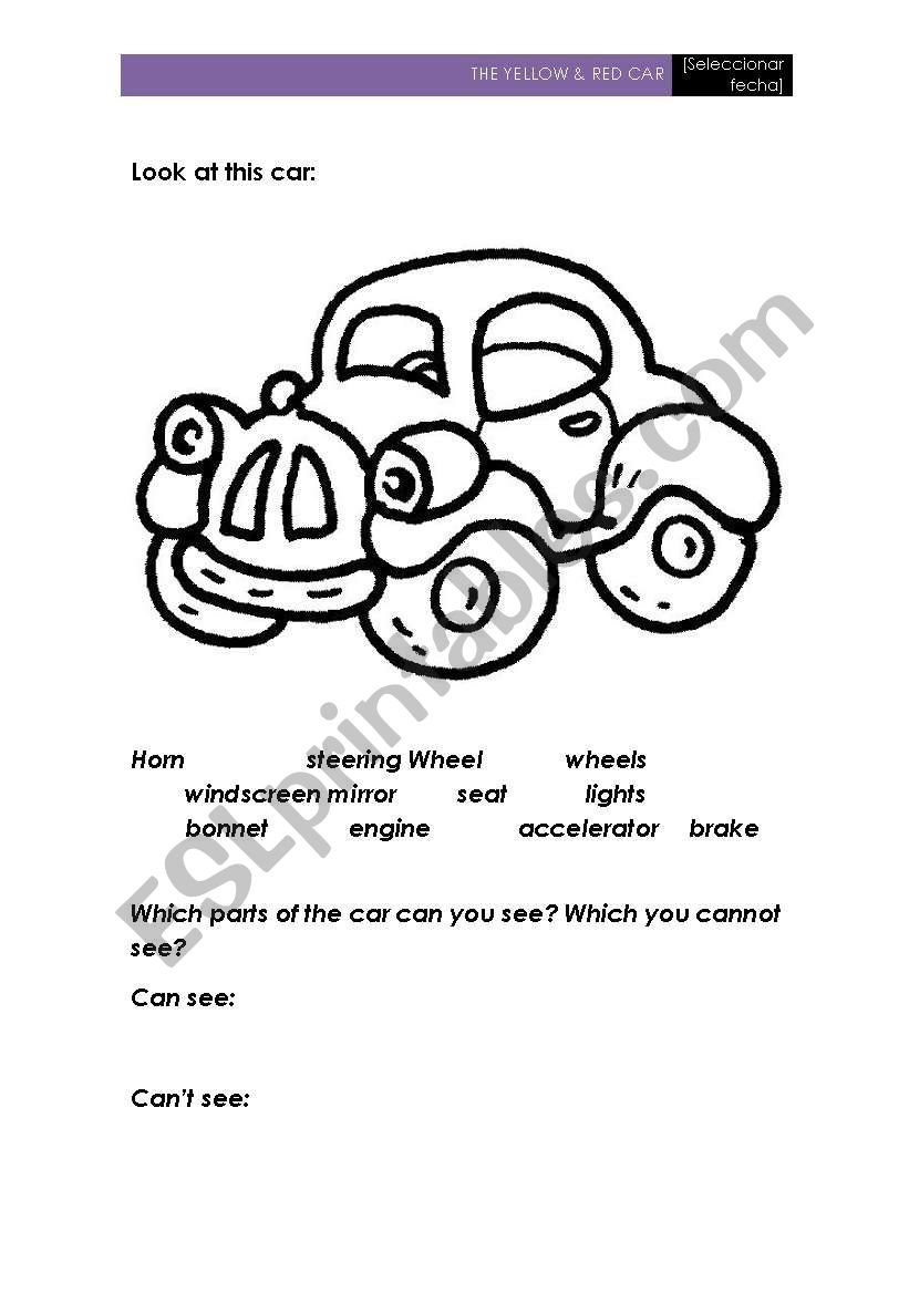 Car vocabulary worksheet