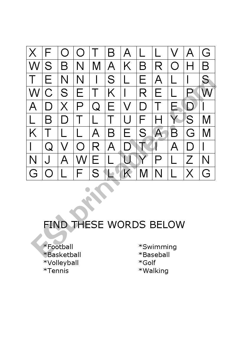 sports  puzzle worksheet