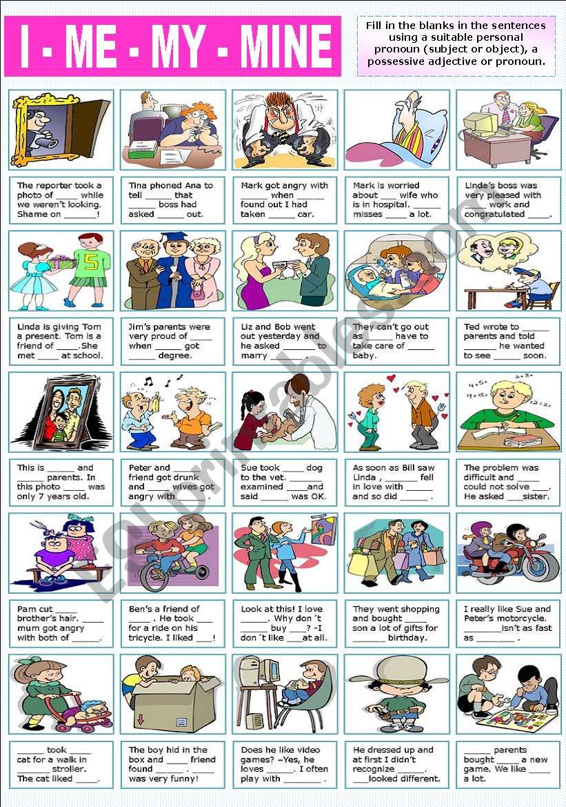 I Me My Mine Esl Worksheet By Katiana