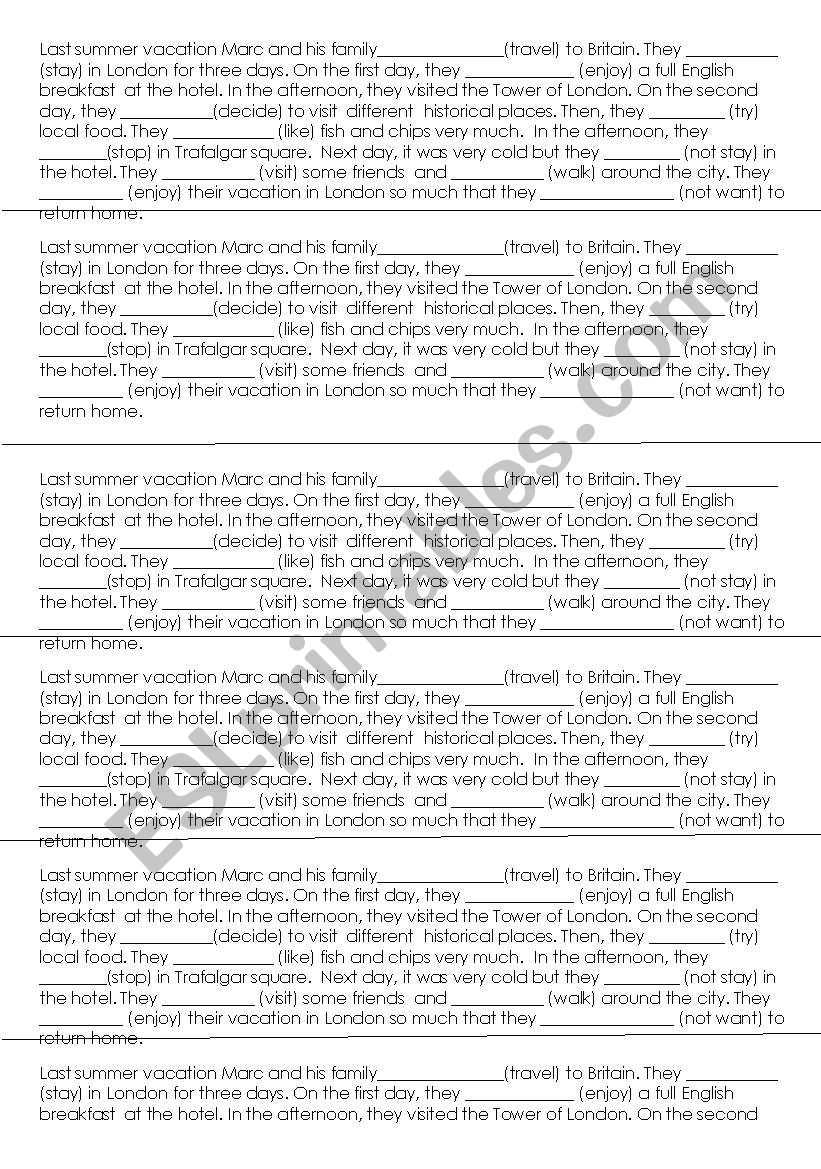 Last summer vacation worksheet