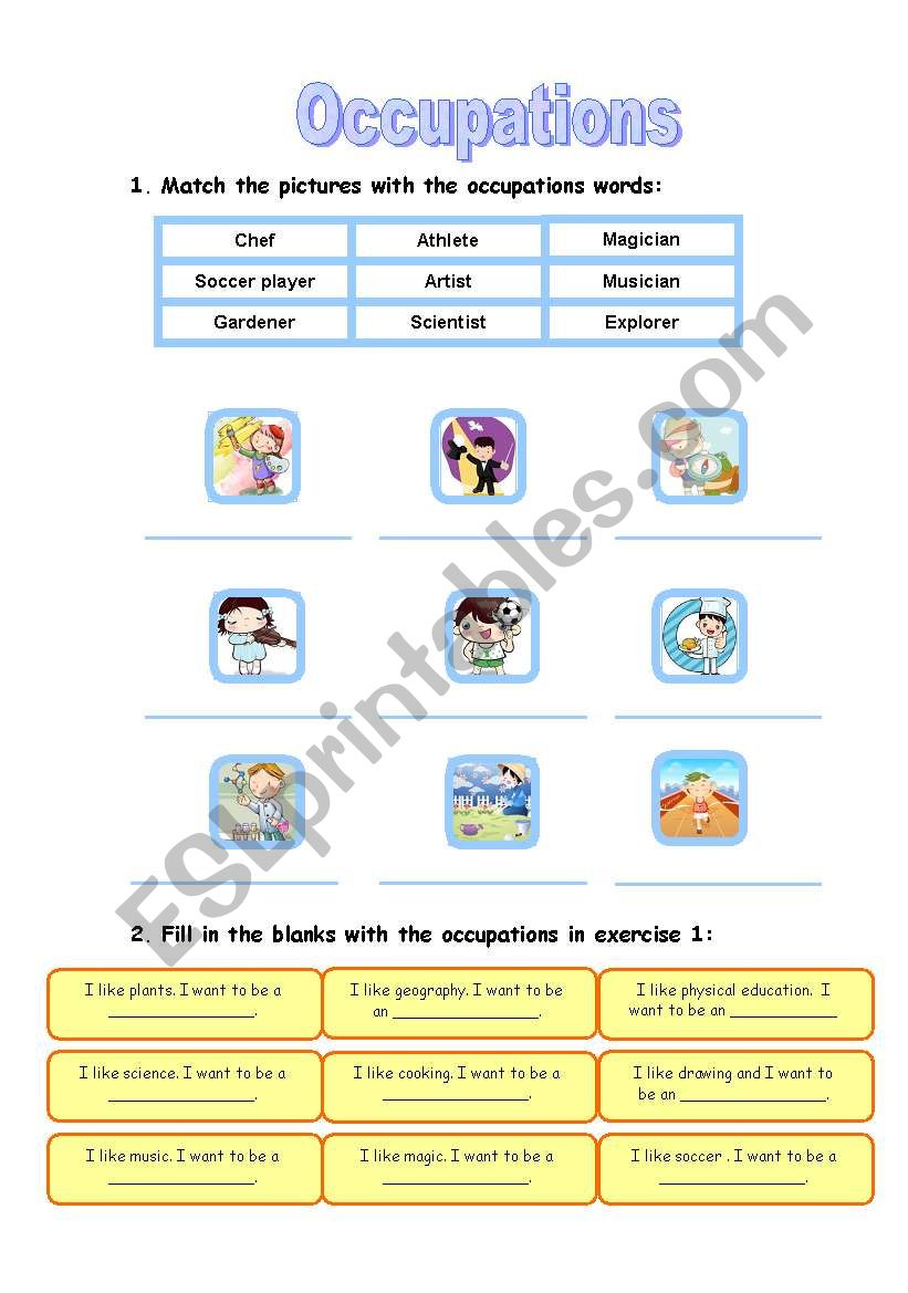 OCCUPATIONS worksheet