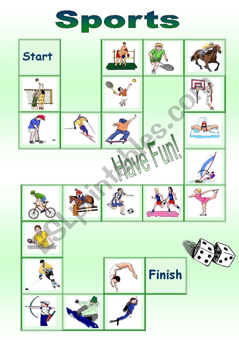 board game - sports worksheet