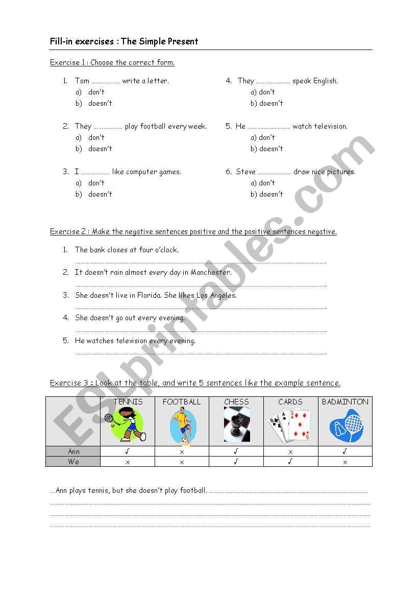 Simple Present exercises worksheet