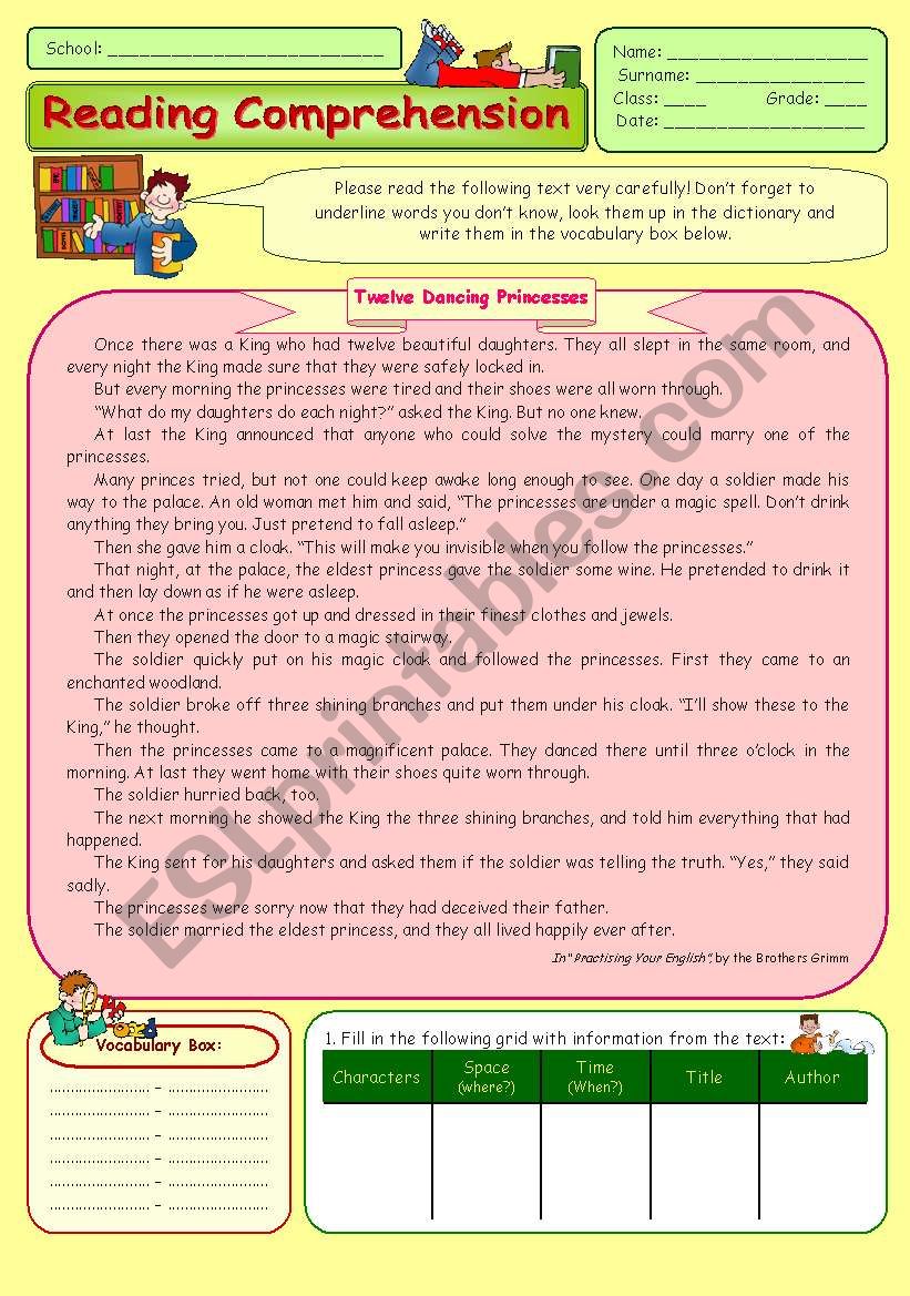 Reading Comprehension - Twelve Dancing Princesses