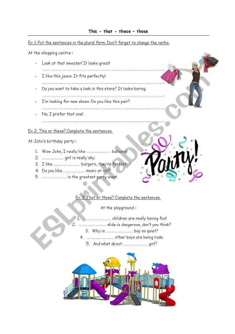 This - These - That - Those worksheet