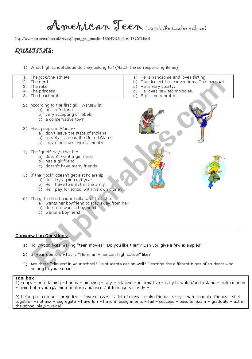 American Teen Movie worksheet