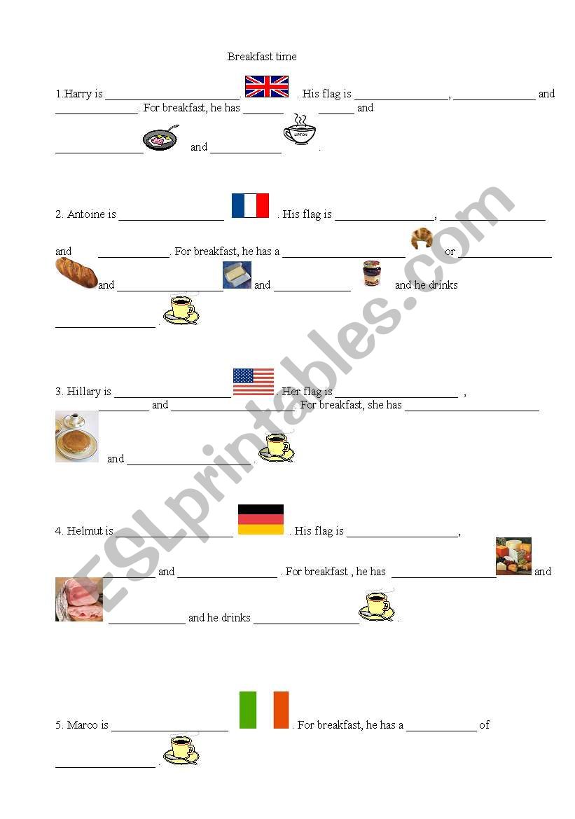 breakfast time worksheet