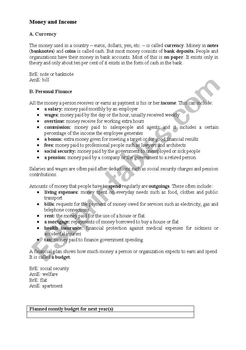 Accounting Terms worksheet