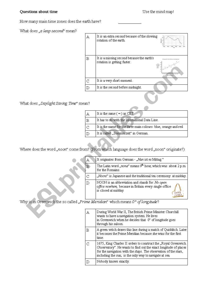 Questions about time worksheet
