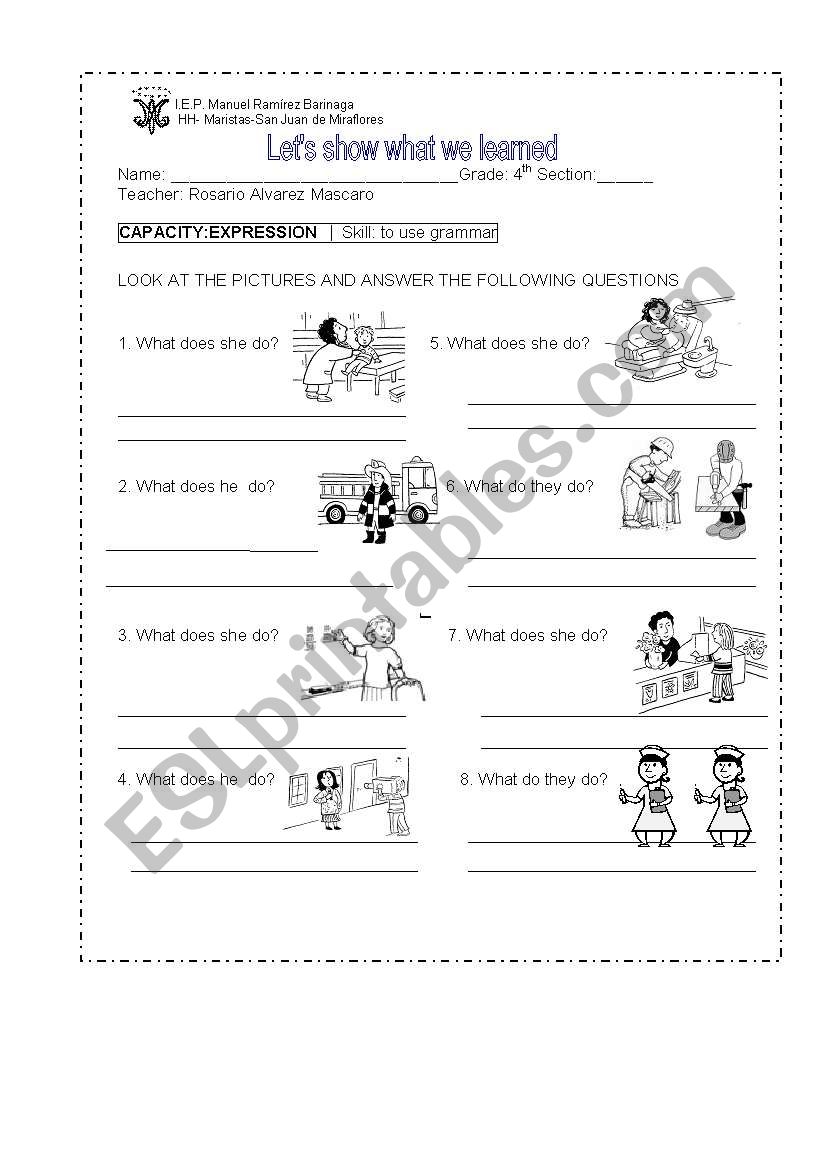 Occupations What do they do? worksheet