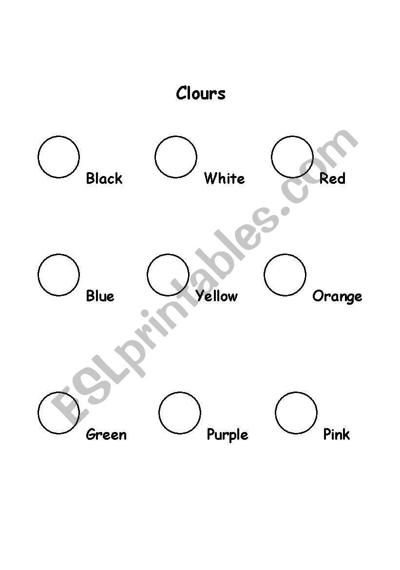 Colours worksheet