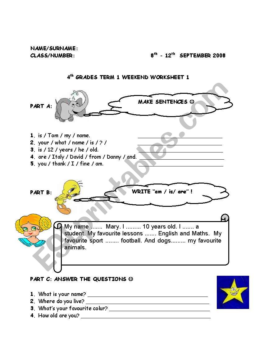 3rd and 4th grades worksheet worksheet