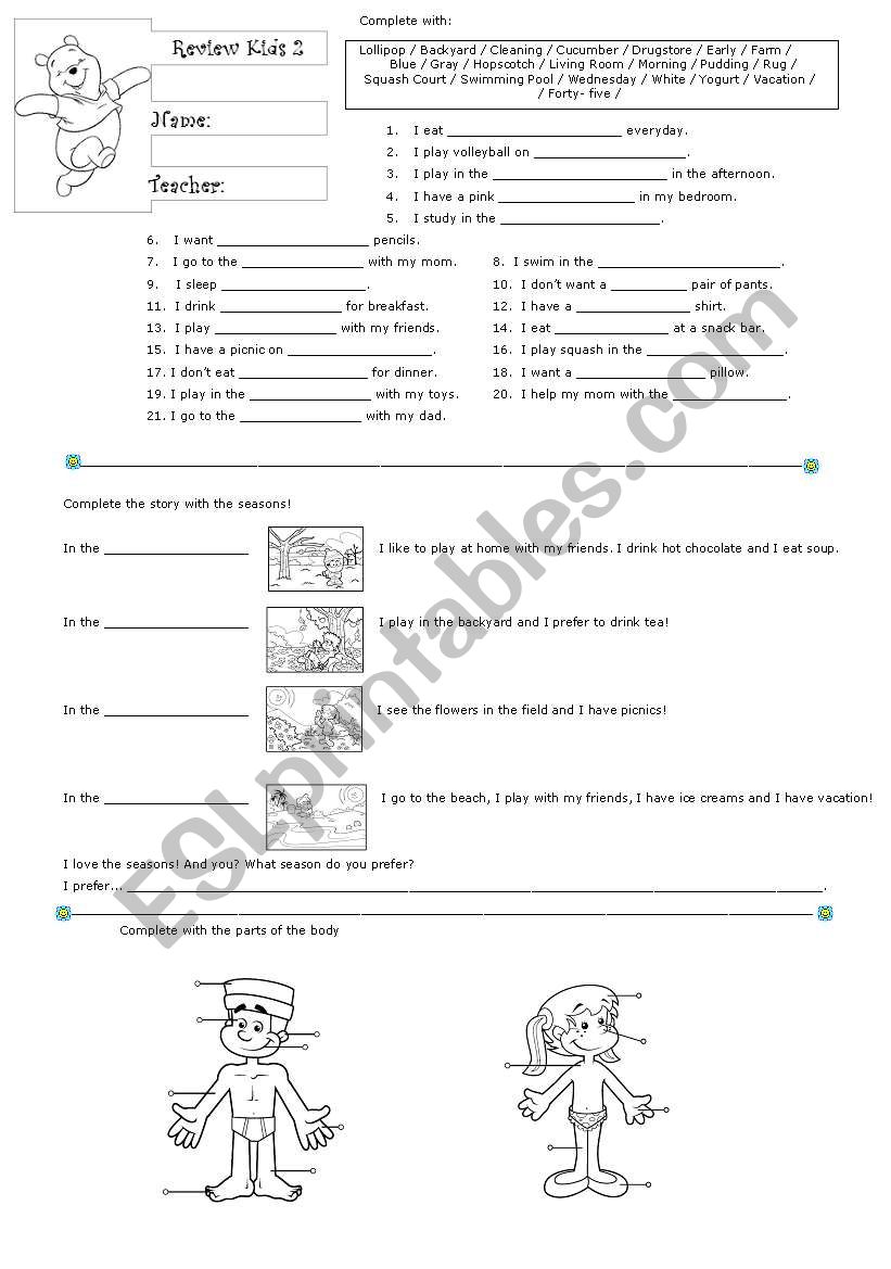 Exercises for Kids worksheet