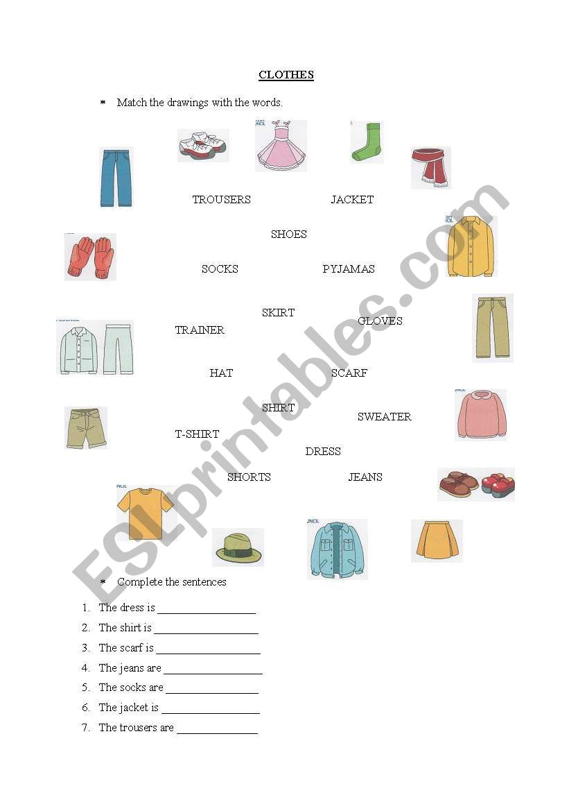 Clothes & colours worksheet
