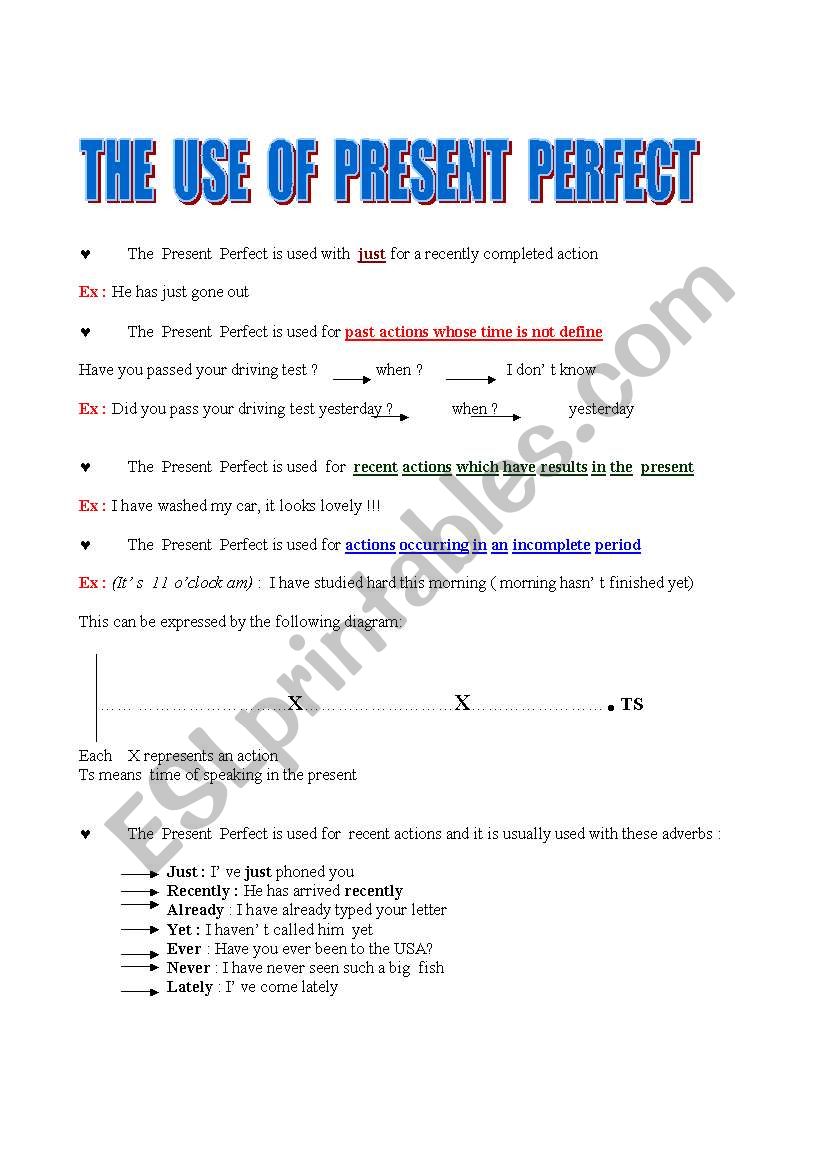 present perfect worksheet