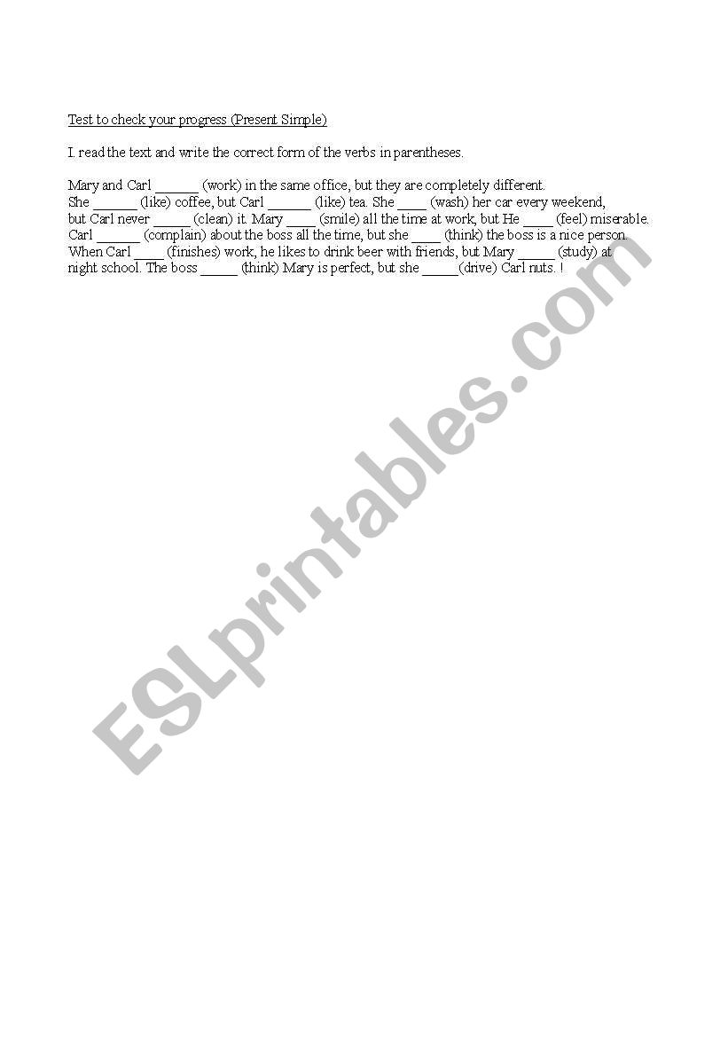 test to chek your progress worksheet