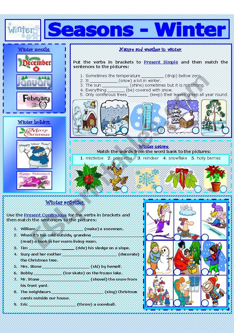 SEASONS - WINTER (7 - 8) worksheet