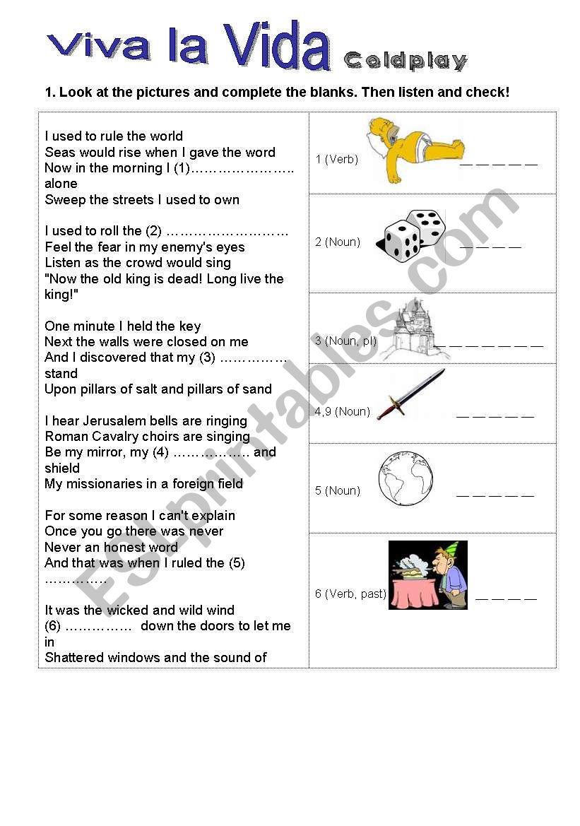 Viva la Vida worksheet