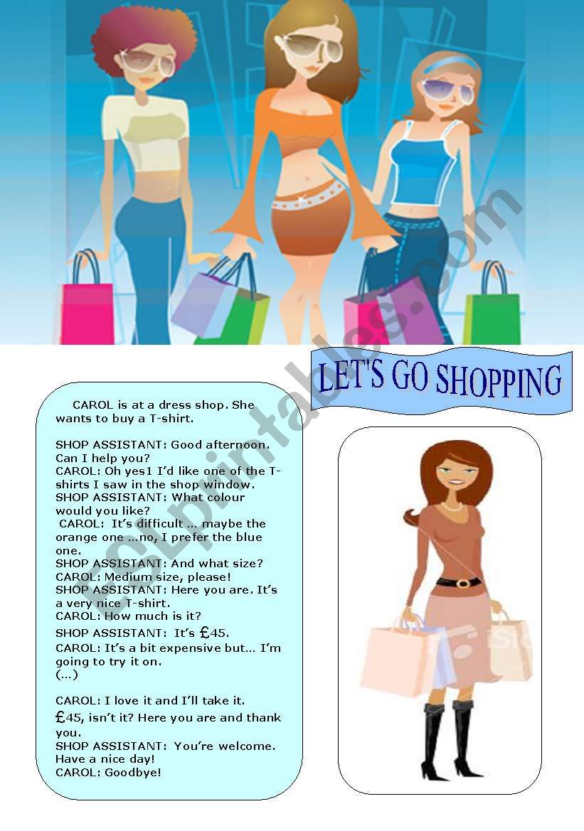 LETS GO SHOPPING (2 pages) worksheet