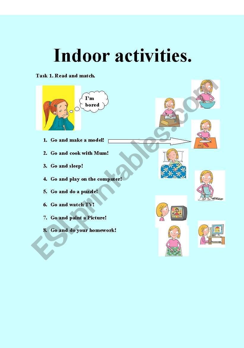 Indoor activities worksheet