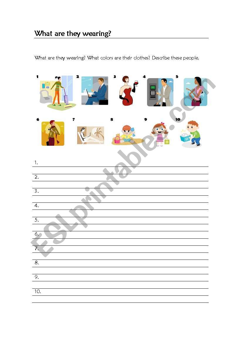 What are they wearing? worksheet