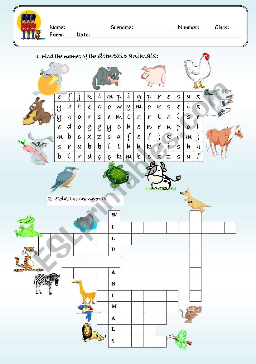 animals worksheet