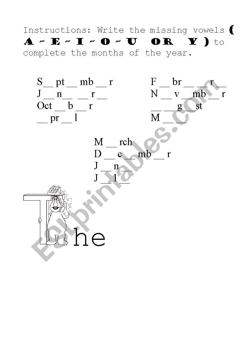 the months worksheet