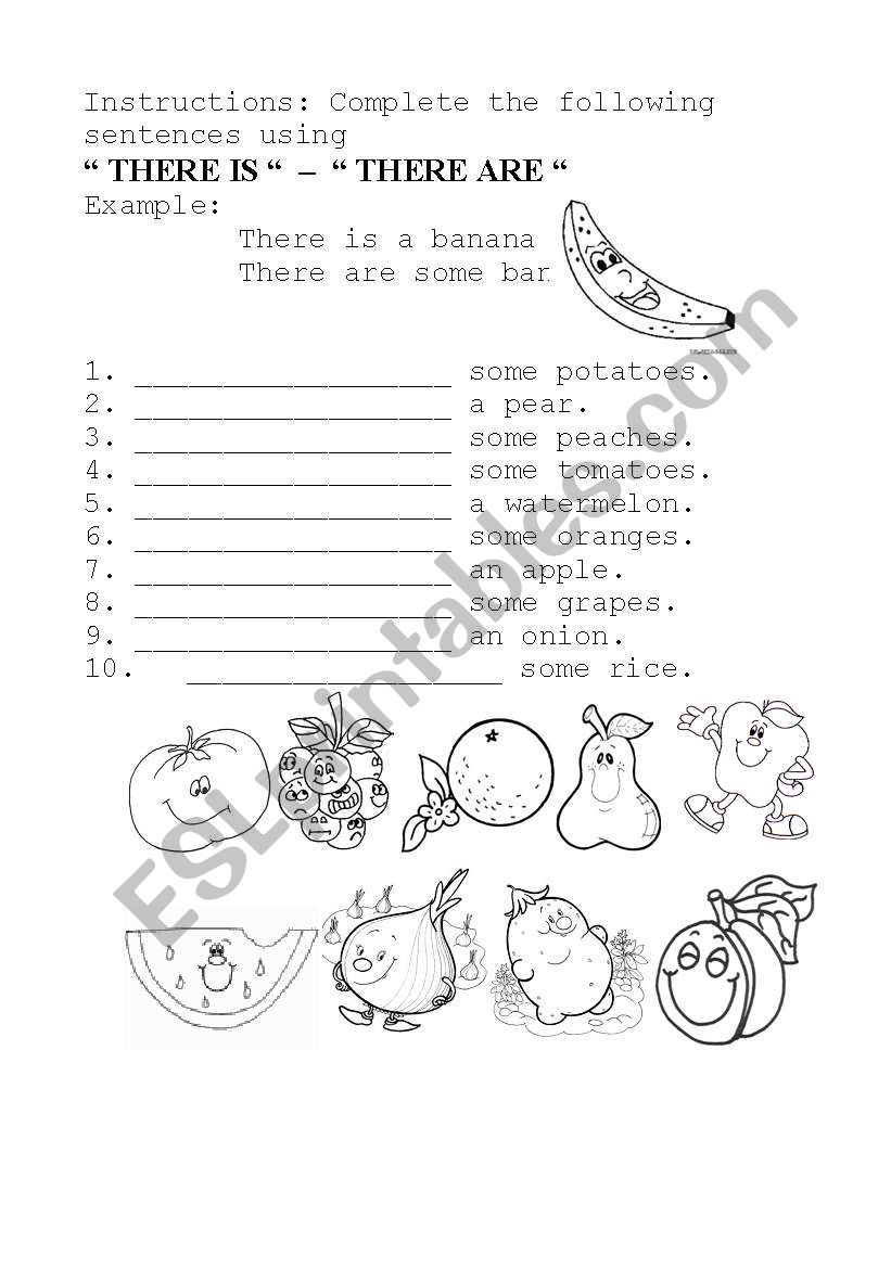 Using There is and There are worksheet