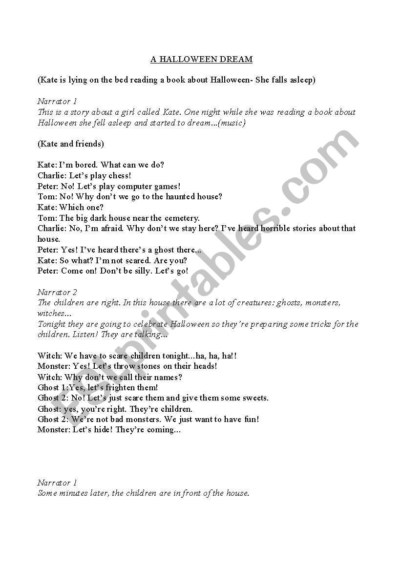 A halloween dream- play worksheet