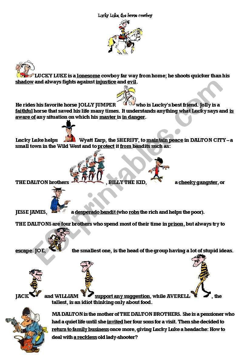 Lucky Luke, the Brave Cowboy worksheet