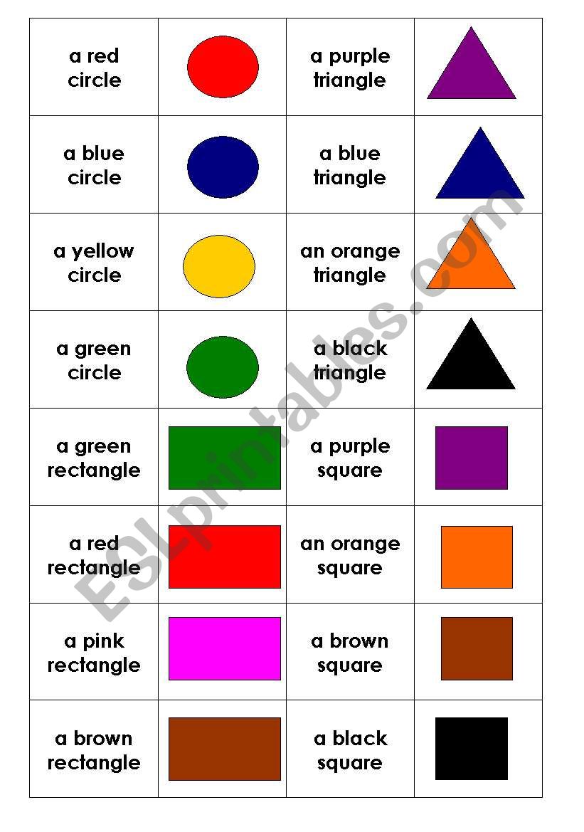 shapes and colours memory game