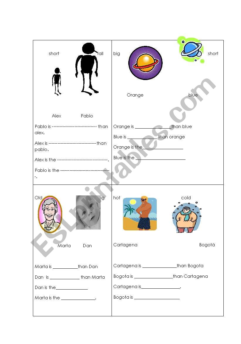 comparatives and superlatives worksheet