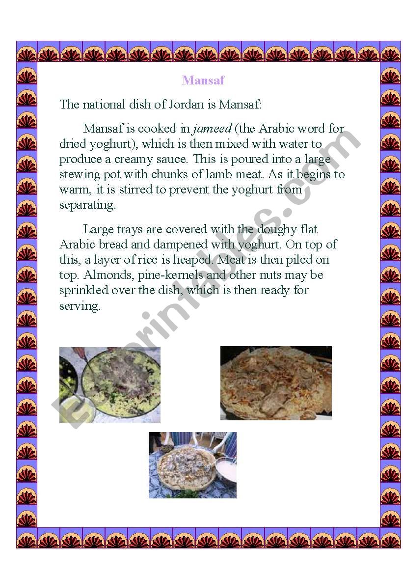 Mansaf worksheet