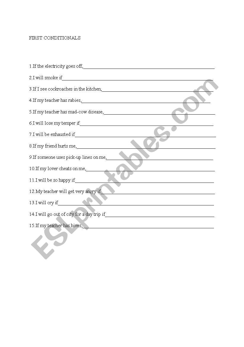 FIRST CONDITIONALS worksheet